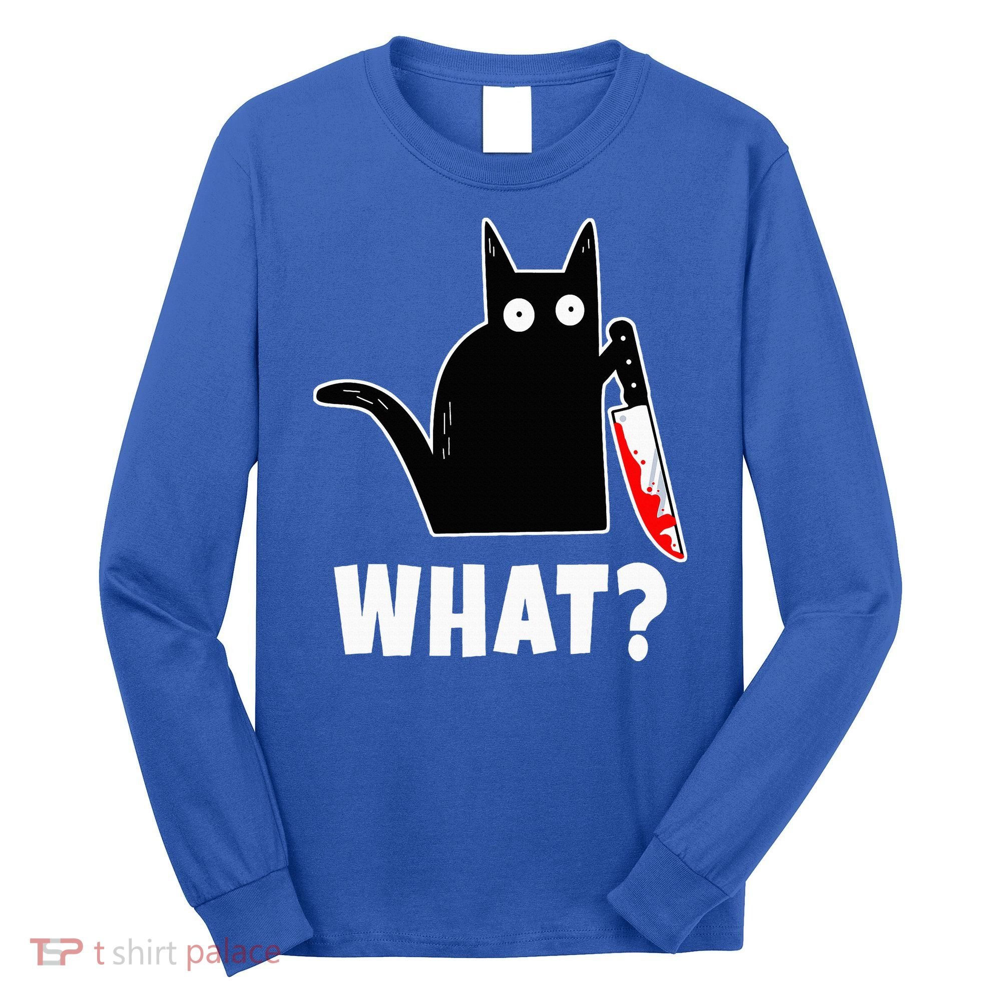 Halloween Costume Murderous Cat Bloody Knife Long Sleeve Shirt