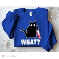 Halloween Costume Murderous Cat Bloody Knife Sweatshirt thumb 2