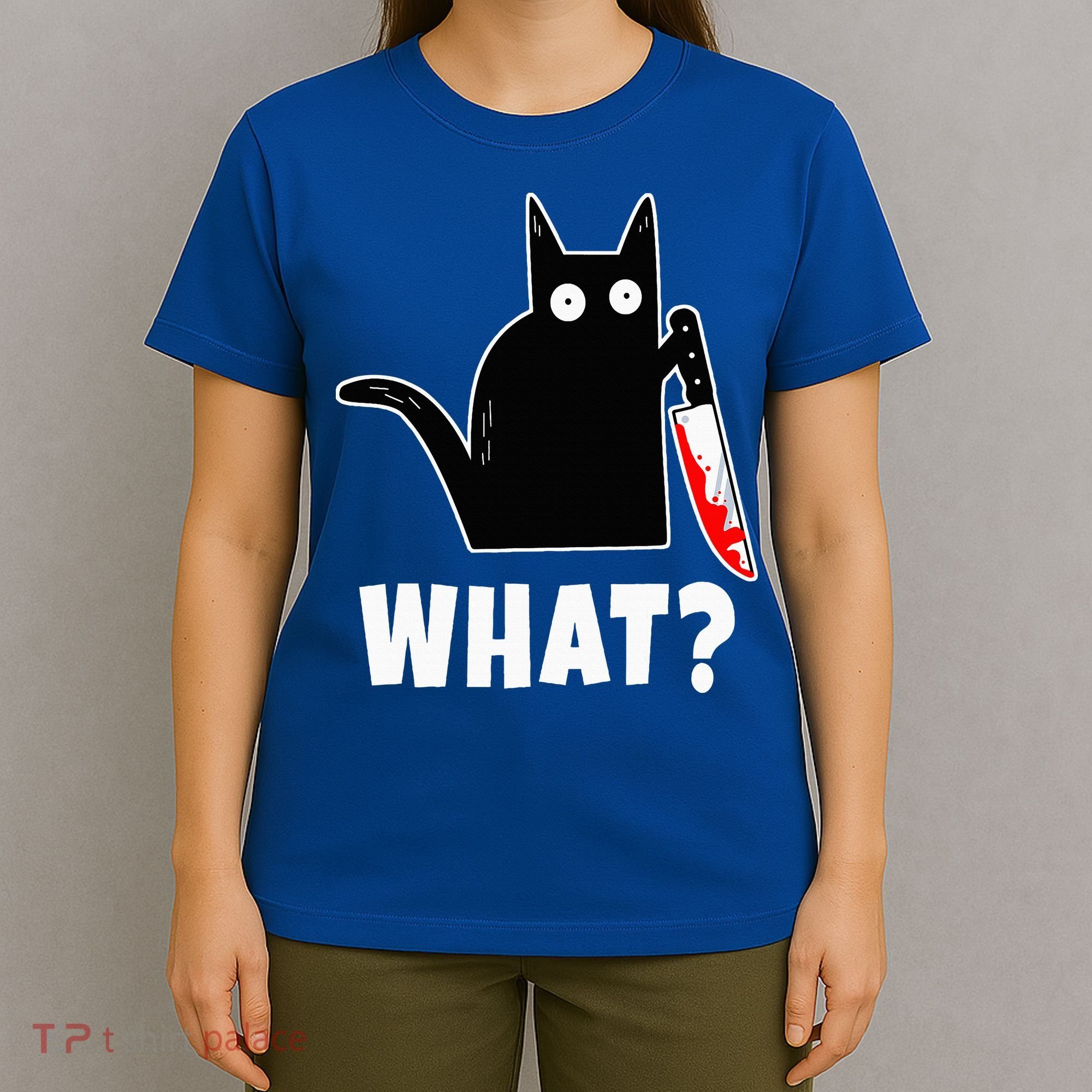 Halloween Costume Murderous Cat Bloody Knife T-Shirt