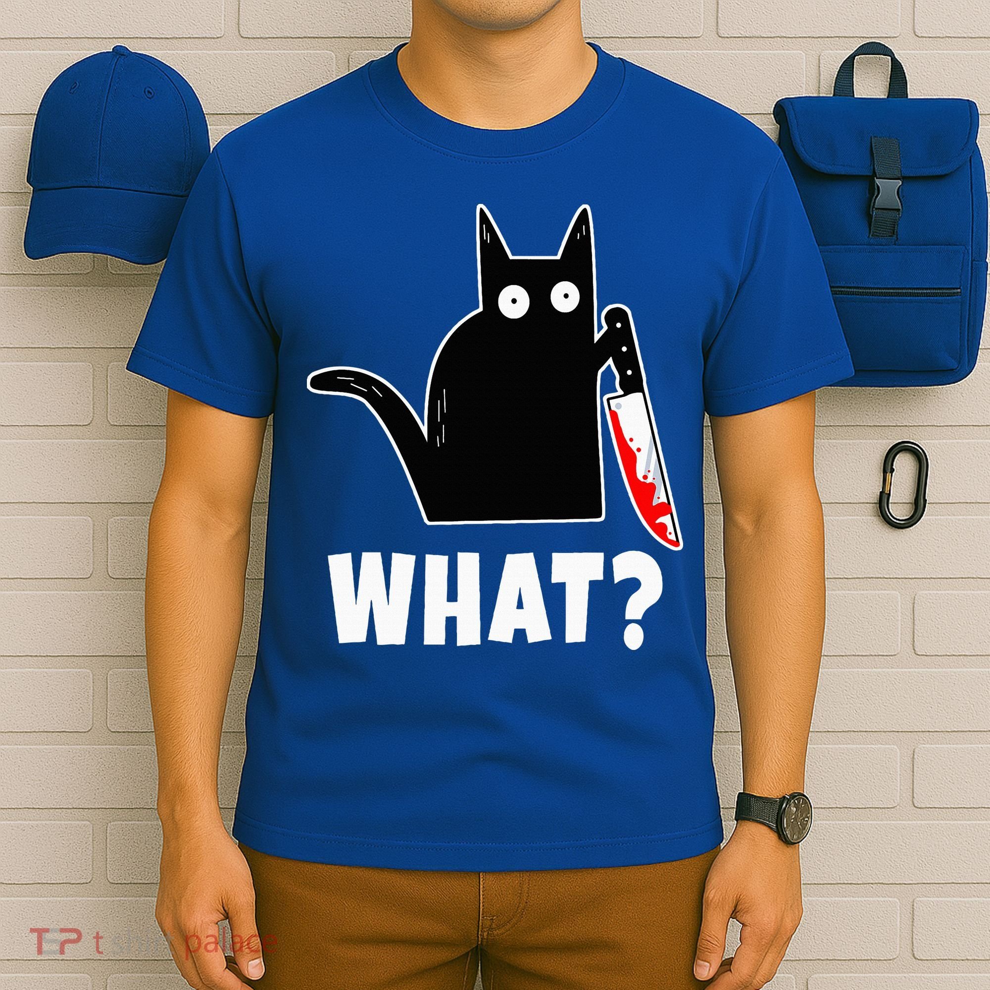 Halloween Costume Murderous Cat Bloody Knife T-Shirt