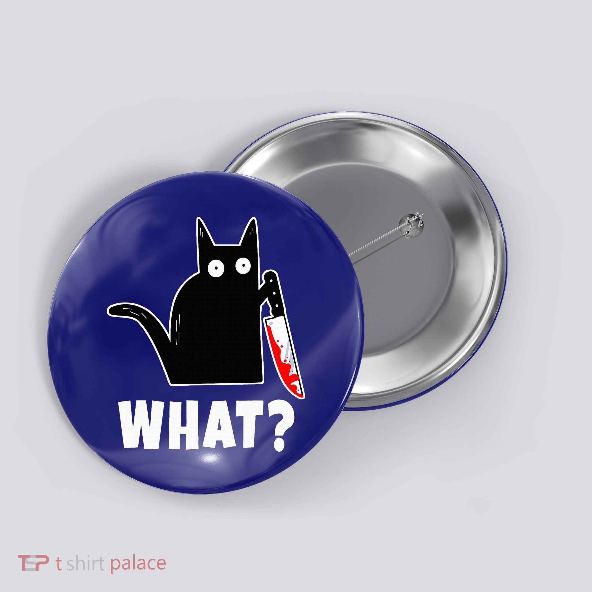 Halloween Costume Murderous Cat Bloody Knife Button