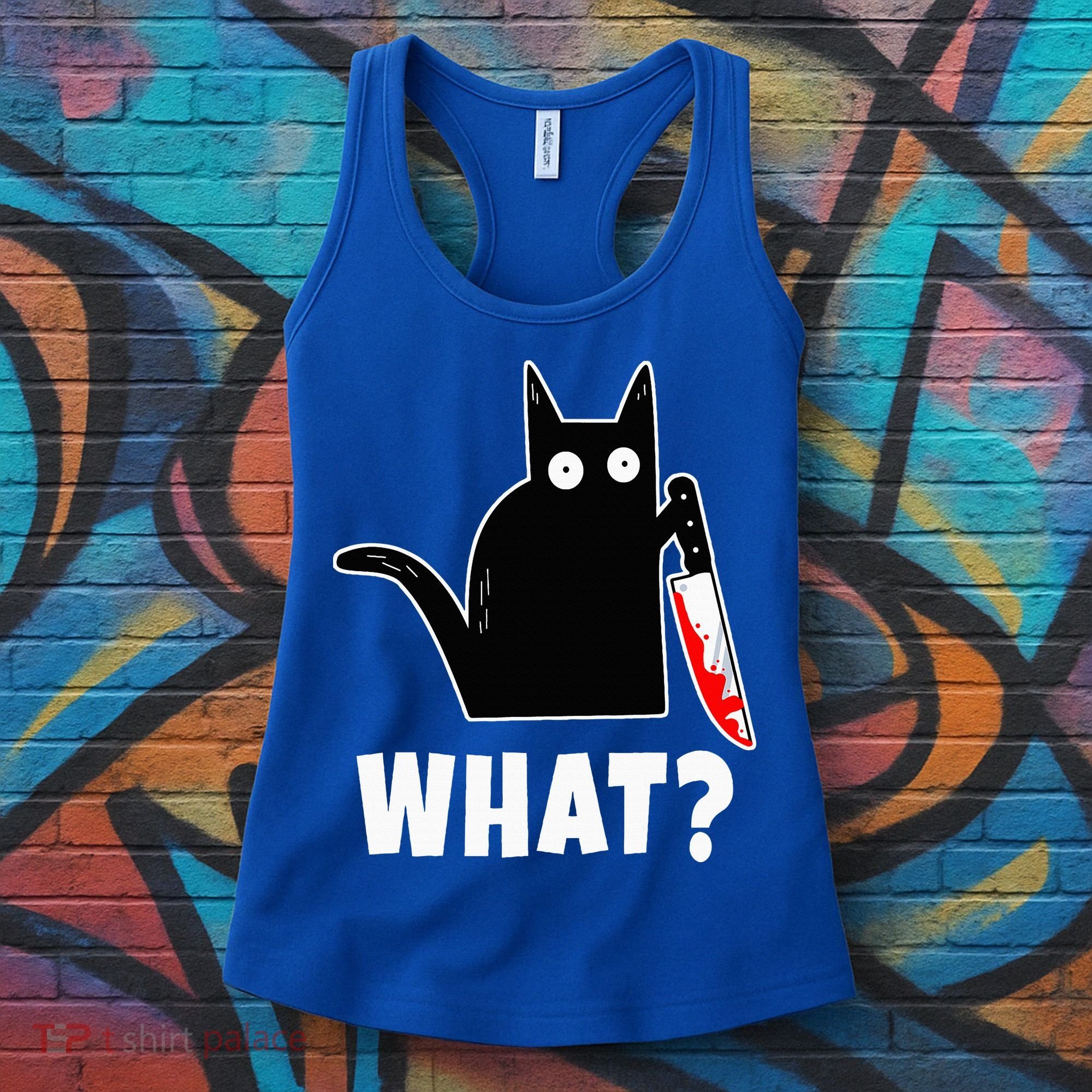 Halloween Costume Murderous Cat Bloody Knife Women's Tank Top