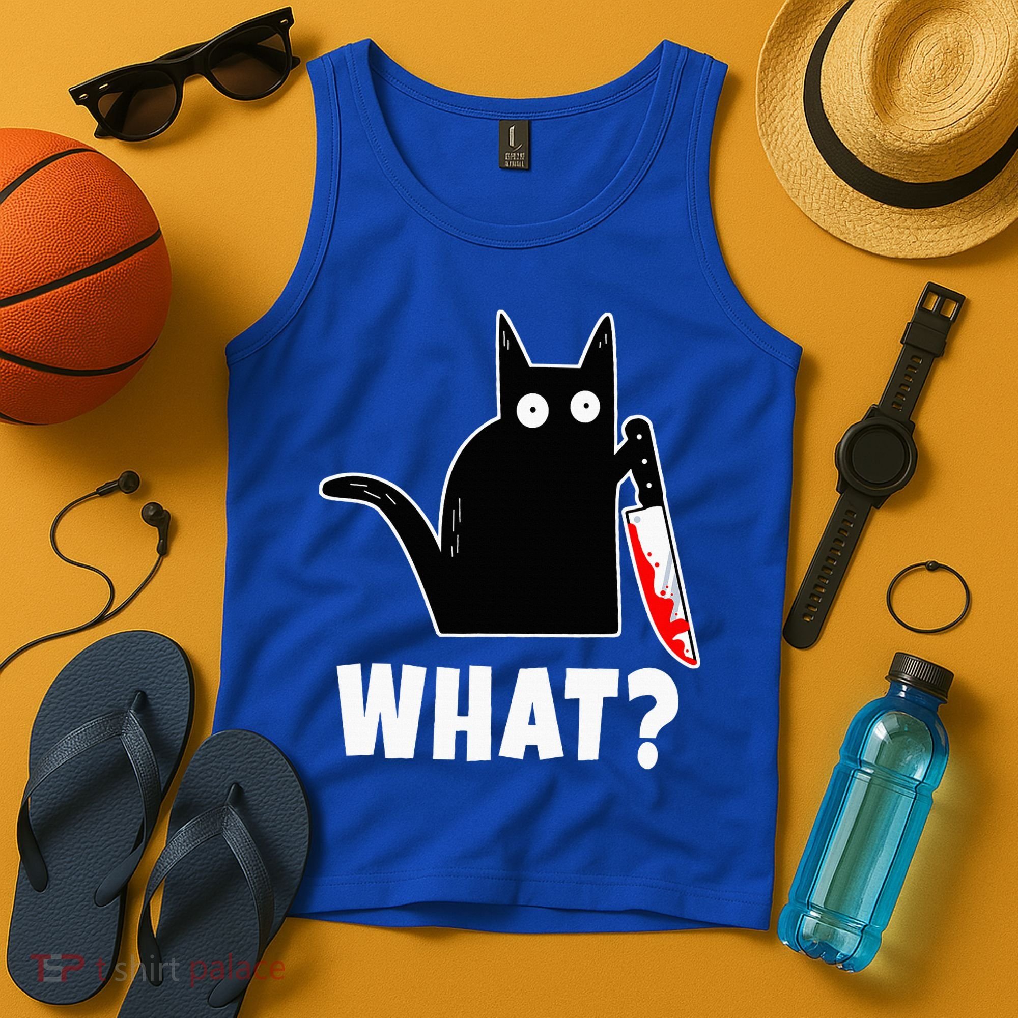 Halloween Costume Murderous Cat Bloody Knife Tank Top
