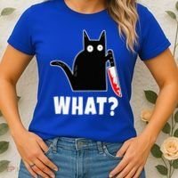 Halloween Costume Murderous Cat Bloody Knife Women's T-Shirt thumb 2