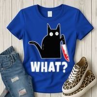 Halloween Costume Murderous Cat Bloody Knife Women's T-Shirt thumb 3
