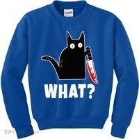 Halloween Costume Murderous Cat Bloody Knife Kids Sweatshirt thumb 0