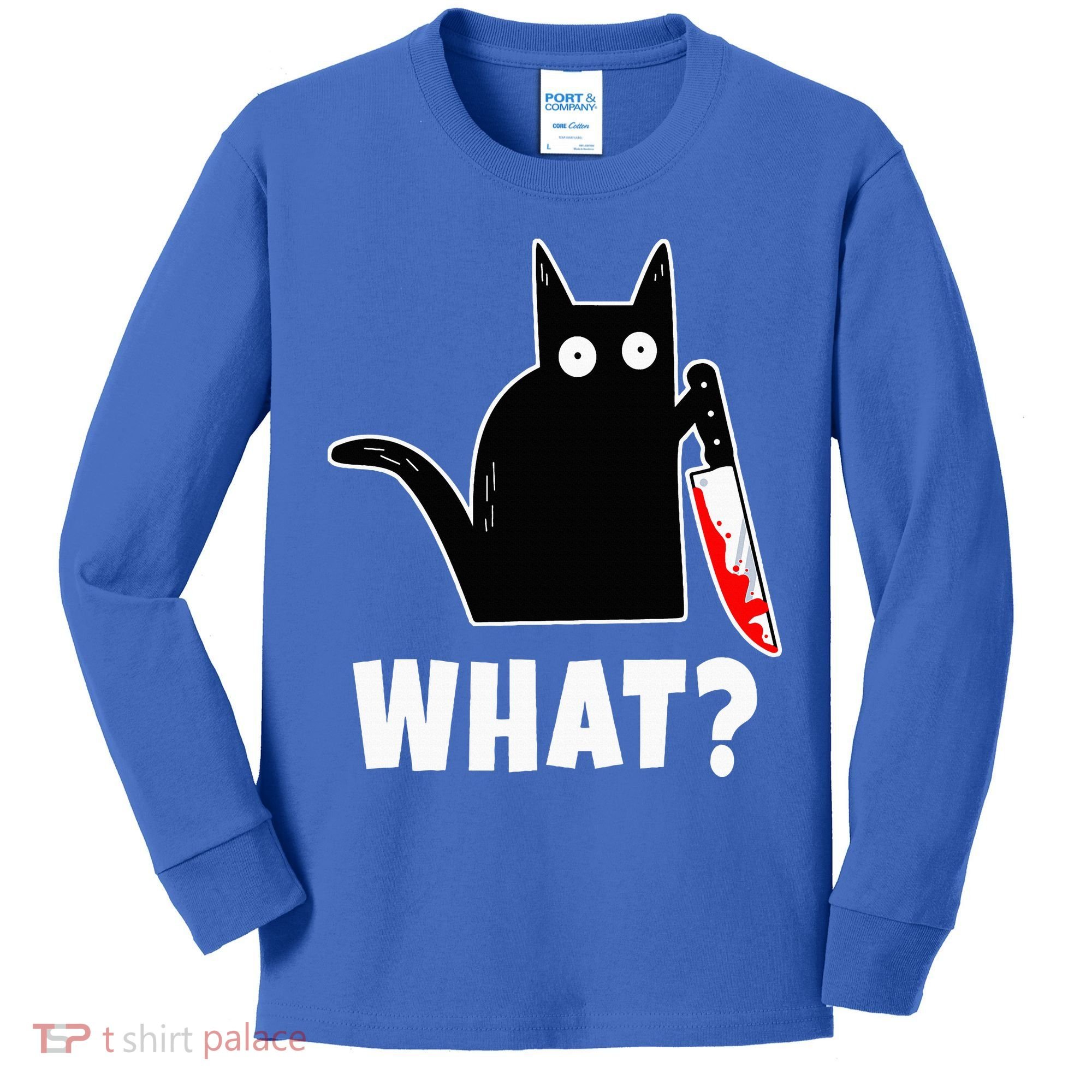 Halloween Costume Murderous Cat Bloody Knife Kids Long Sleeve Shirt