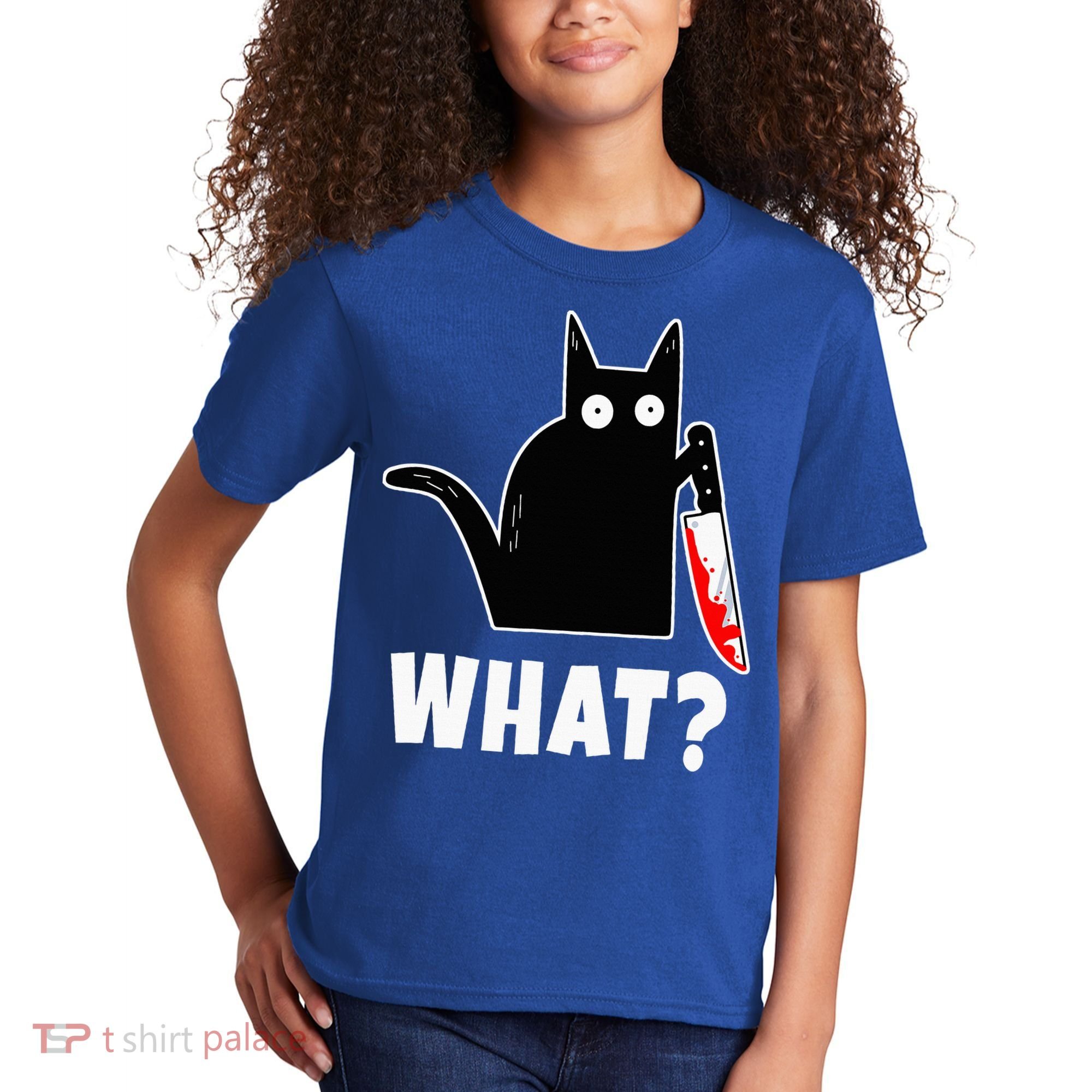 Halloween Costume Murderous Cat Bloody Knife Kids T-Shirt