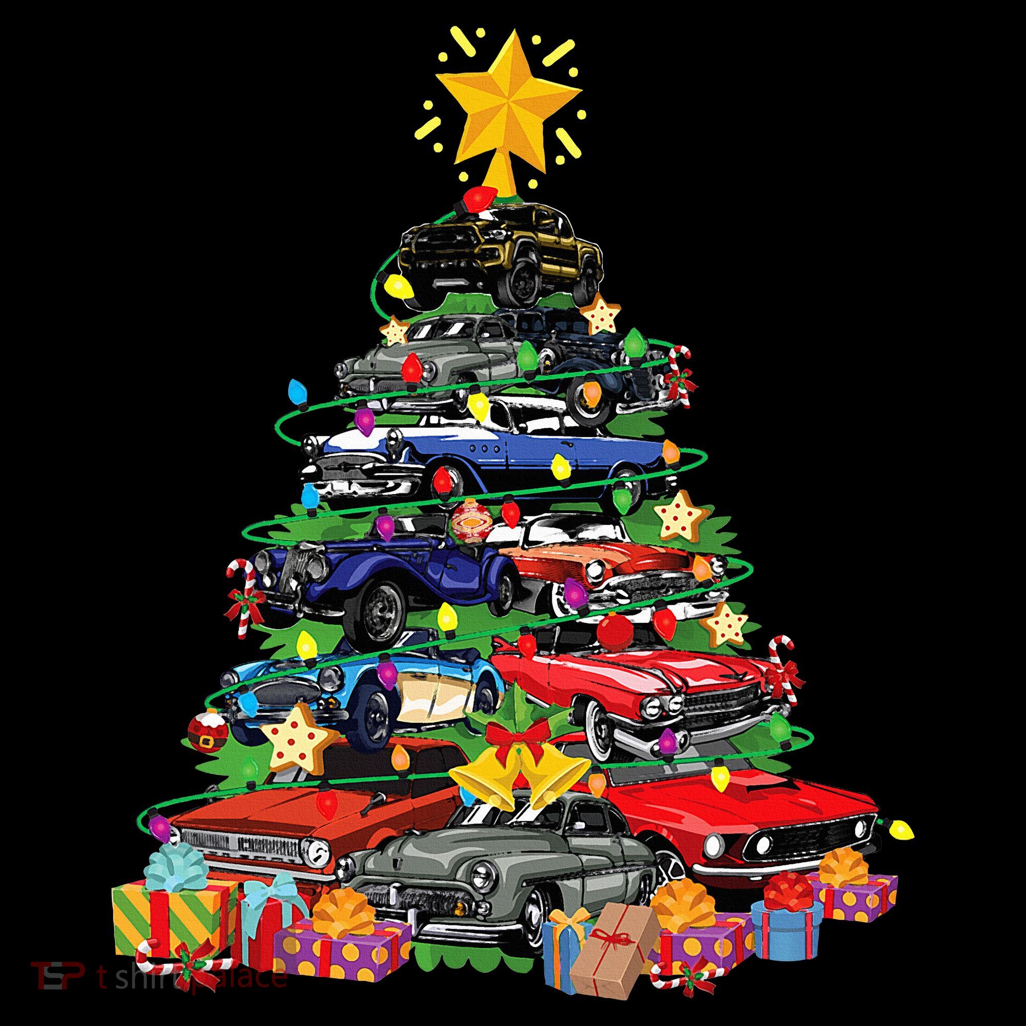 Hotrods Classic Muscle Car Christmas Tree Women's Hoodie