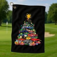 Hotrods Classic Muscle Car Christmas Tree Golf Towel thumb 1