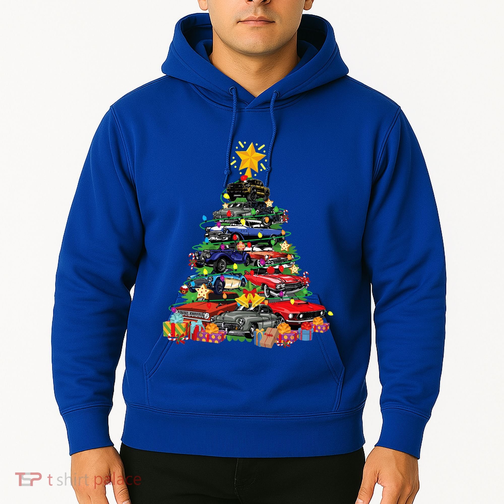 Hotrods Classic Muscle Car Christmas Tree Hoodie