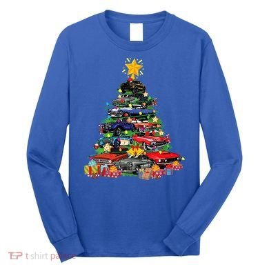 Hotrods Classic Muscle Car Christmas Tree Long Sleeve Shirt
