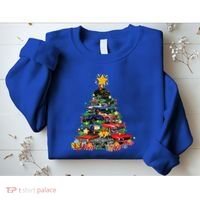 Hotrods Classic Muscle Car Christmas Tree Sweatshirt thumb 2