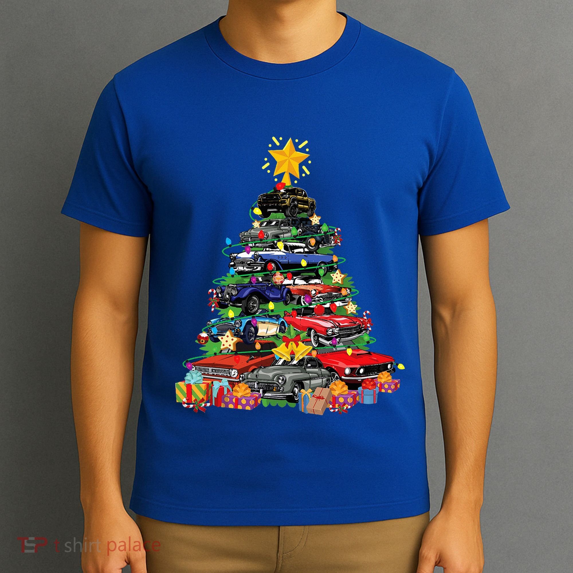 Hotrods Classic Muscle Car Christmas Tree T-Shirt