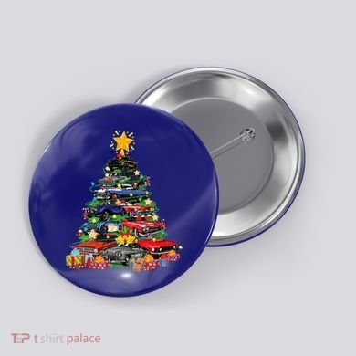Hotrods Classic Muscle Car Christmas Tree Button