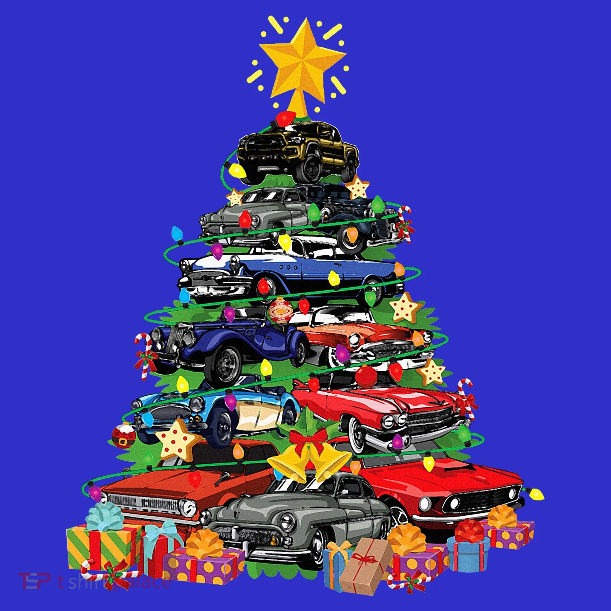 Hotrods Classic Muscle Car Christmas Tree Button