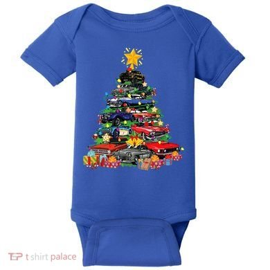 Hotrods Classic Muscle Car Christmas Tree Baby Bodysuit