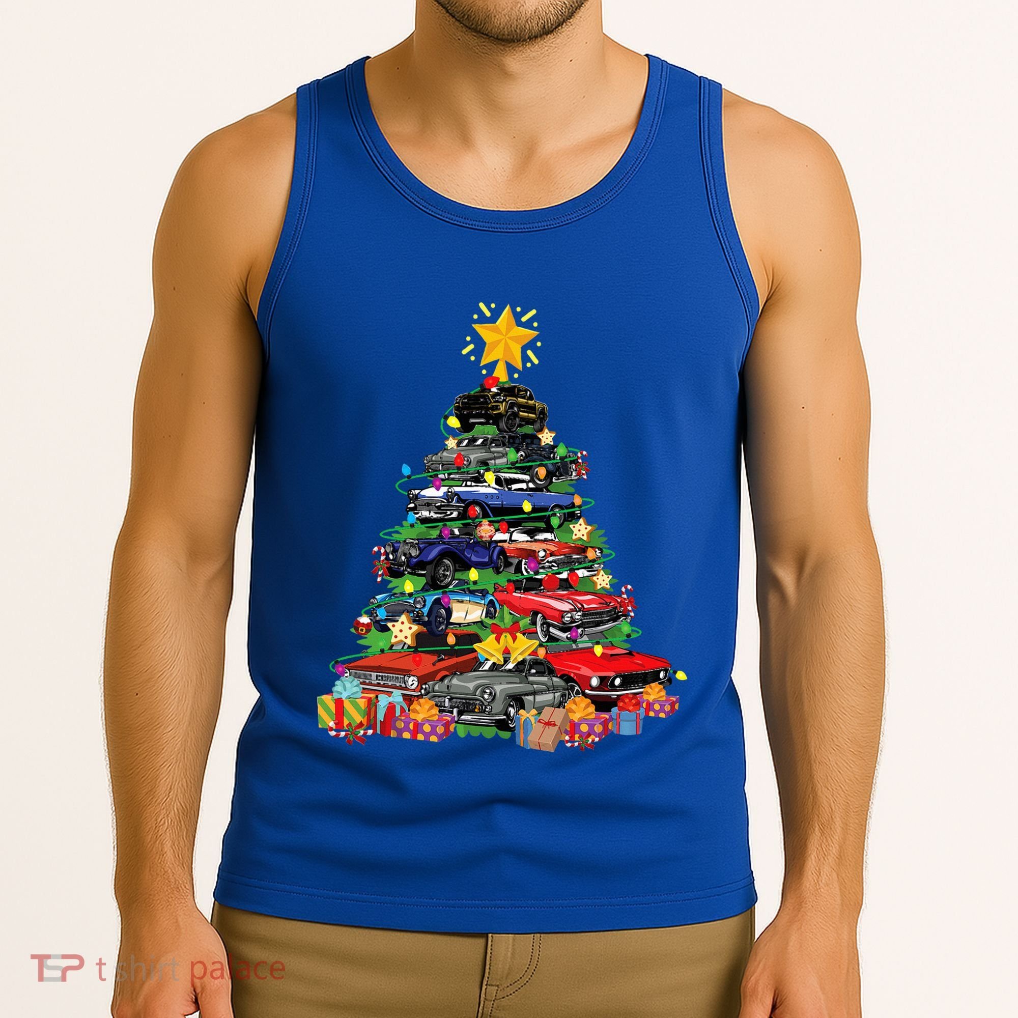 Hotrods Classic Muscle Car Christmas Tree Tank Top