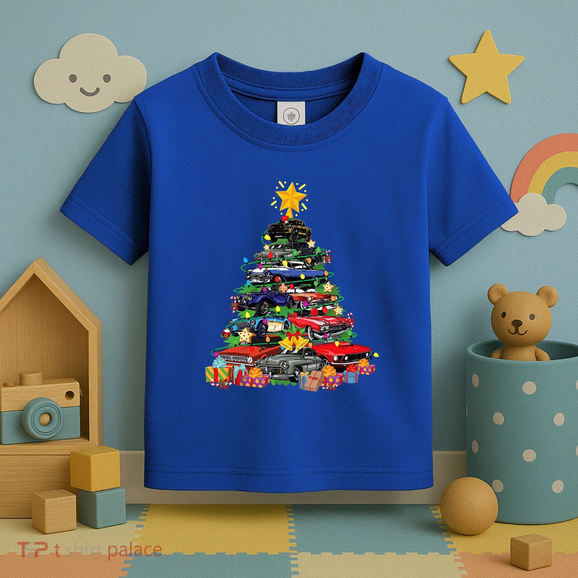 Hotrods Classic Muscle Car Christmas Tree Toddler T-Shirt