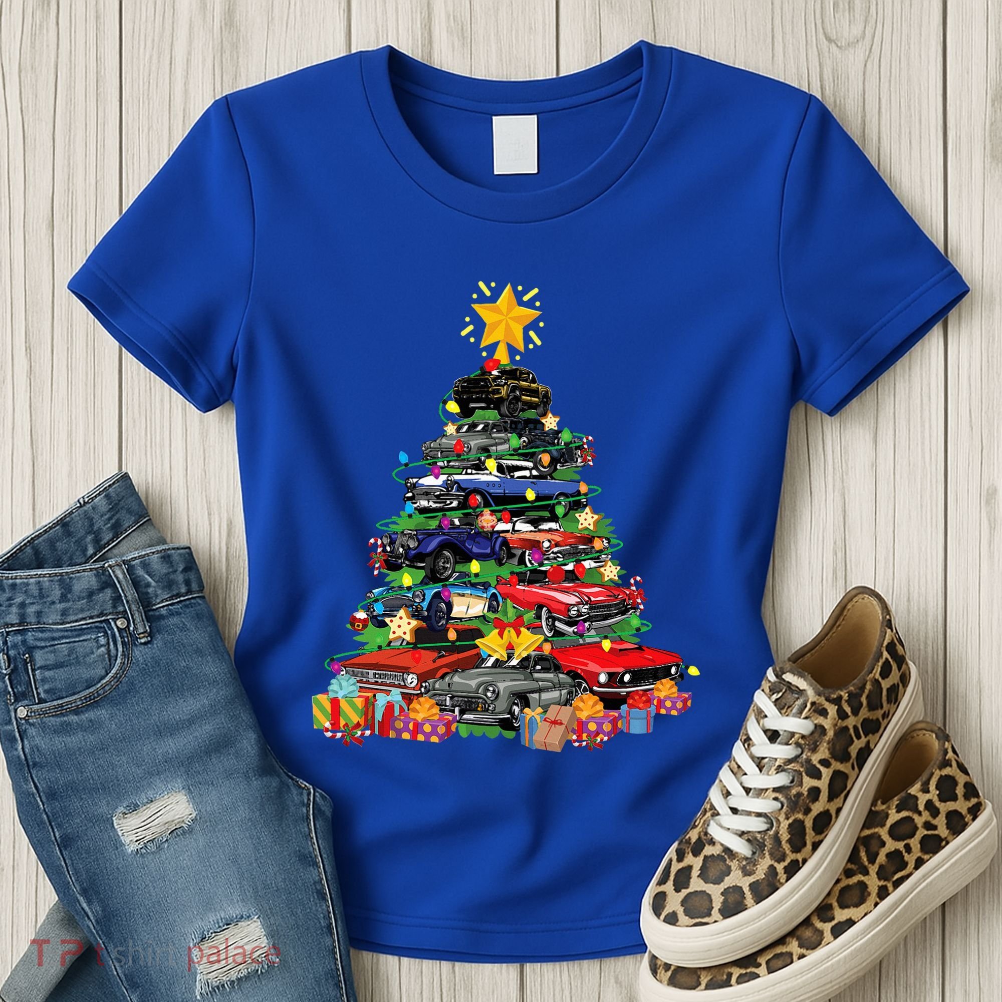 Hotrods Classic Muscle Car Christmas Tree Women's T-Shirt