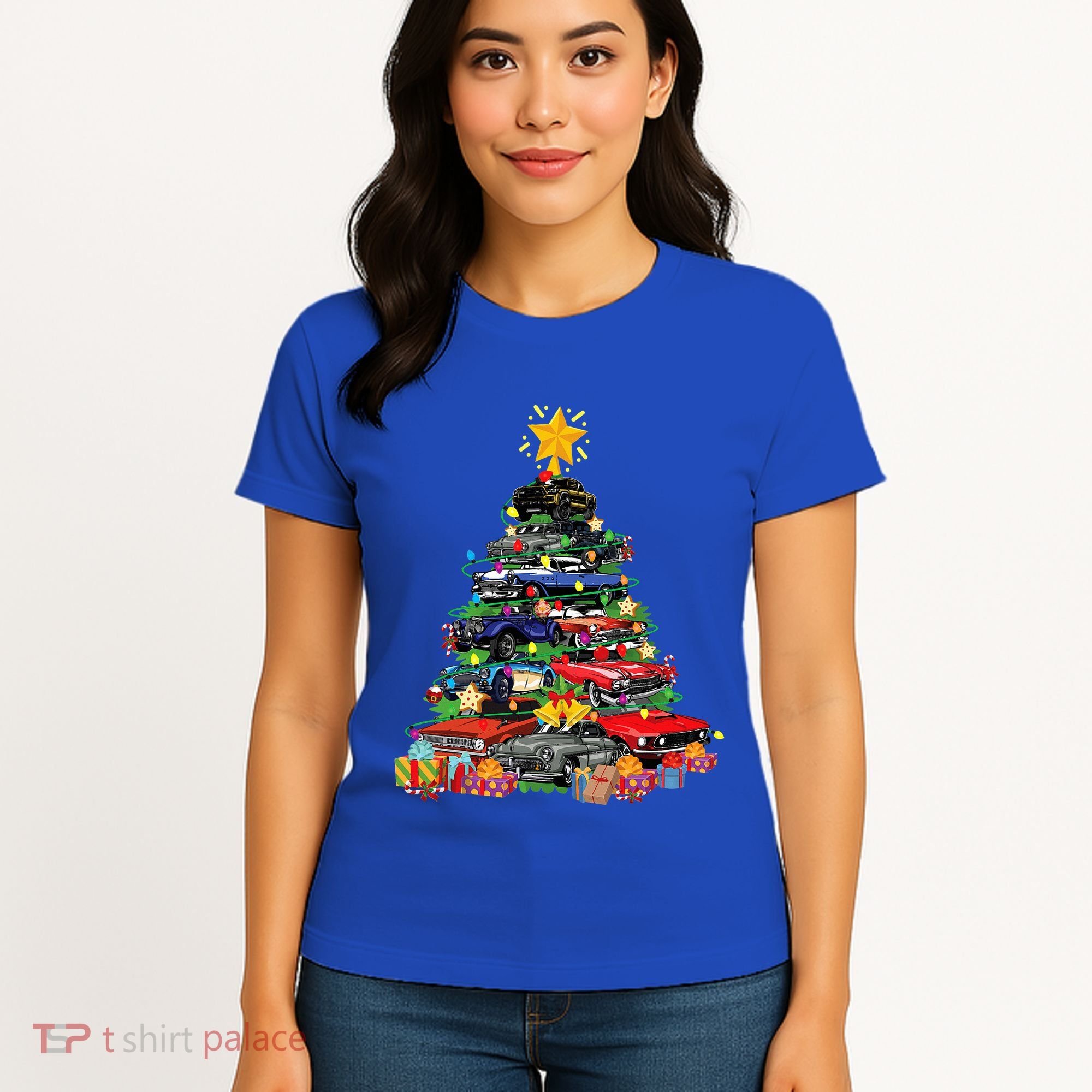 Hotrods Classic Muscle Car Christmas Tree Women's T-Shirt