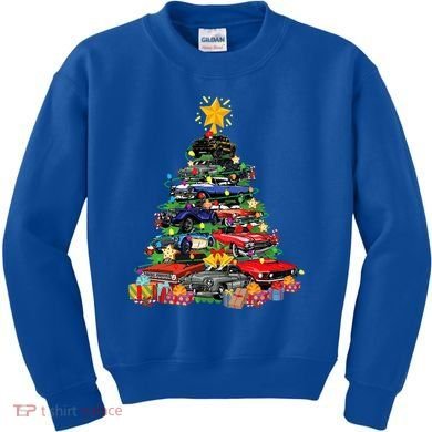 Hotrods Classic Muscle Car Christmas Tree Kids Sweatshirt