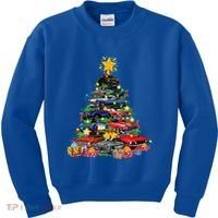 Hotrods Classic Muscle Car Christmas Tree Kids Sweatshirt thumb 0