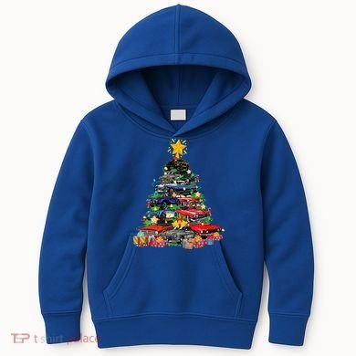 Hotrods Classic Muscle Car Christmas Tree Kids Hoodie