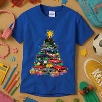 Hotrods Classic Muscle Car Christmas Tree Kids T-Shirt thumb 3