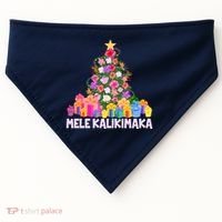 Hawaiian Christmas Mele Kalikimaka Tropical Flower Tree USA-Made Doggie Bandana thumb 0