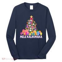 Hawaiian Christmas Mele Kalikimaka Tropical Flower Tree Long Sleeve Shirt thumb 0