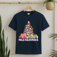 Hawaiian Christmas Mele Kalikimaka Tropical Flower Tree T-Shirt thumb 2