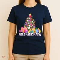 Hawaiian Christmas Mele Kalikimaka Tropical Flower Tree T-Shirt thumb 4