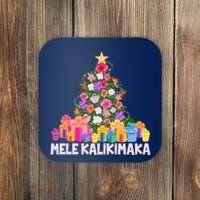 Hawaiian Christmas Mele Kalikimaka Tropical Flower Tree Coaster thumb 0