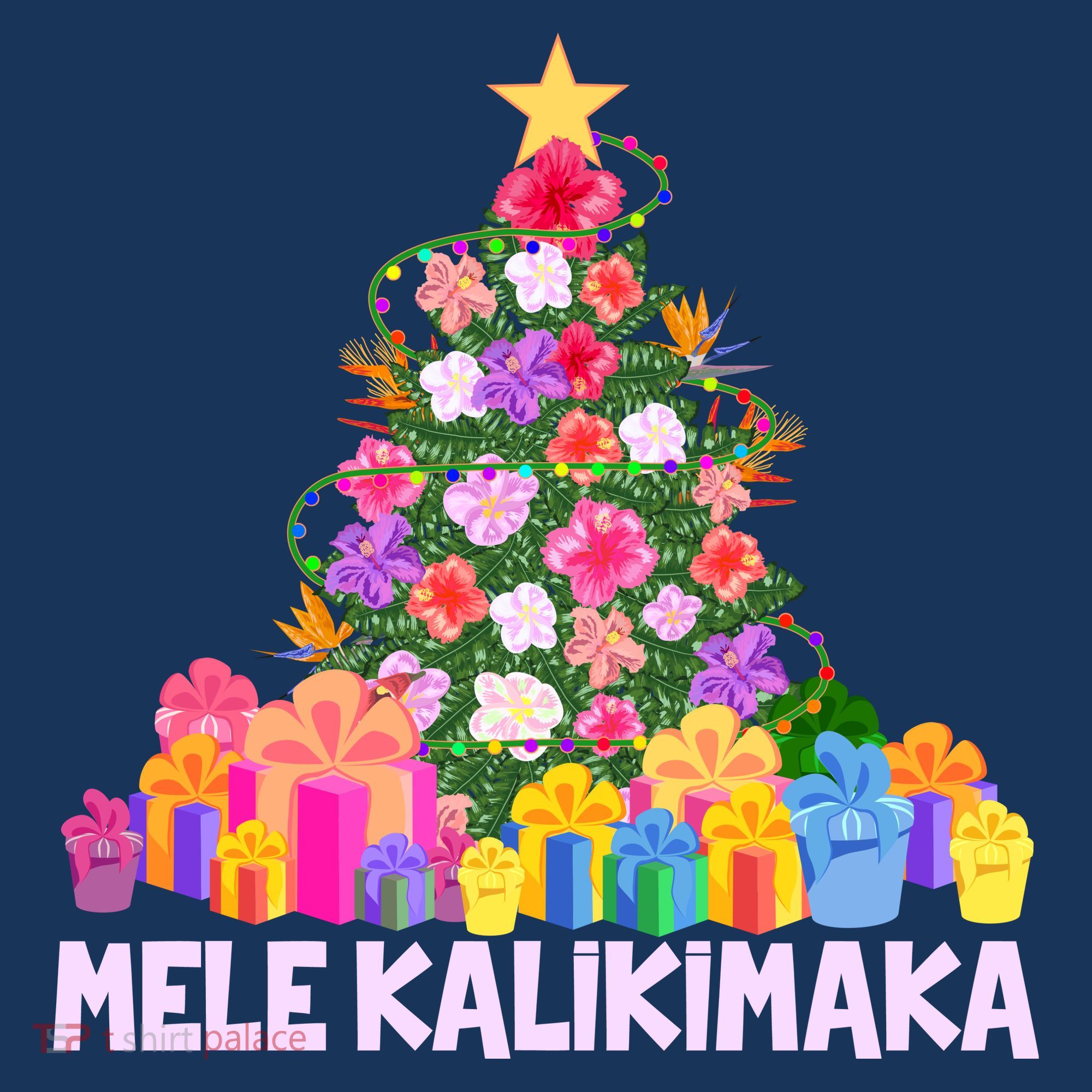 Hawaiian Christmas Mele Kalikimaka Tropical Flower Tree Women's Hoodie