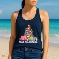 Hawaiian Christmas Mele Kalikimaka Tropical Flower Tree Women's Tank Top thumb 2