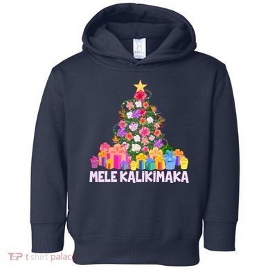 Hawaiian Christmas Mele Kalikimaka Tropical Flower Tree Toddler Hoodie