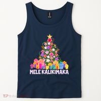Hawaiian Christmas Mele Kalikimaka Tropical Flower Tree Tank Top thumb 2