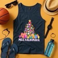 Hawaiian Christmas Mele Kalikimaka Tropical Flower Tree Tank Top thumb 4