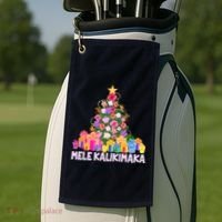 Hawaiian Christmas Mele Kalikimaka Tropical Flower Tree Golf Towel thumb 2