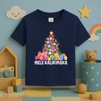Hawaiian Christmas Mele Kalikimaka Tropical Flower Tree Toddler T-Shirt thumb 3