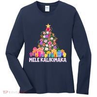 Hawaiian Christmas Mele Kalikimaka Tropical Flower Tree Women's Long Sleeve Shirt thumb 0