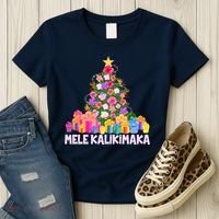 Hawaiian Christmas Mele Kalikimaka Tropical Flower Tree Women's T-Shirt thumb 3