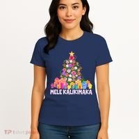 Hawaiian Christmas Mele Kalikimaka Tropical Flower Tree Women's T-Shirt thumb 4
