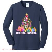 Hawaiian Christmas Mele Kalikimaka Tropical Flower Tree Kids Long Sleeve Shirt thumb 0