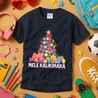 Hawaiian Christmas Mele Kalikimaka Tropical Flower Tree Kids T-Shirt thumb 3