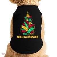 Hawaiian Christmas Mele Kalikimaka Tropical Leaves Tree Doggie Tank thumb 0