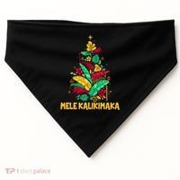 Hawaiian Christmas Mele Kalikimaka Tropical Leaves Tree USA-Made Doggie Bandana thumb 0