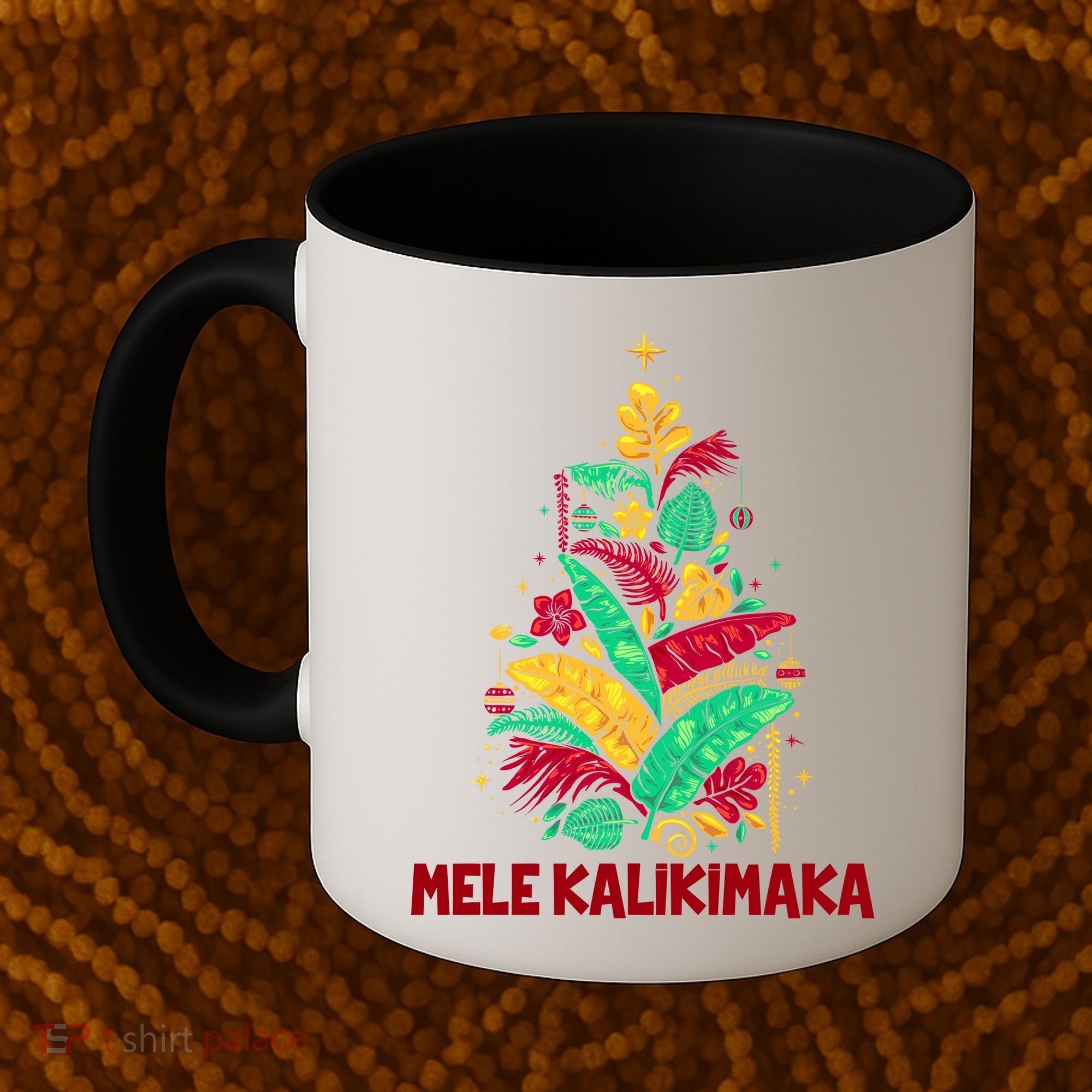 Hawaiian Christmas Mele Kalikimaka Tropical Leaves Tree Coffee Mug