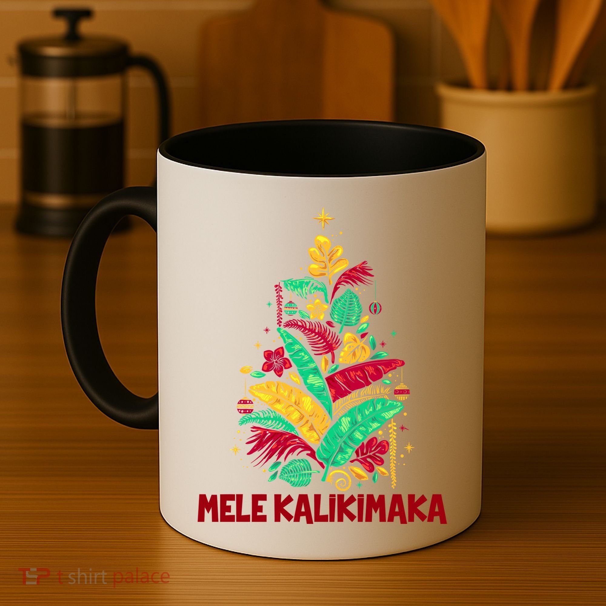Hawaiian Christmas Mele Kalikimaka Tropical Leaves Tree Coffee Mug